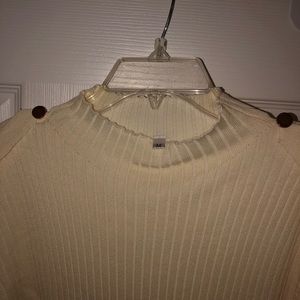 Mock Neck Sweater Dress with Brushed Gold …